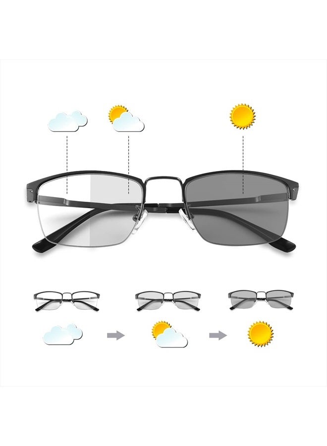 YIMI Photochromic Progressive Multifocus Reading Glasses Spring Hinges Transition Multifocal UV400 Sunglasses Sun Readers Blue Light Blocking Computer Eyeglasses Anti Glare Presbyopia Eyewear for Men Women - Image 1