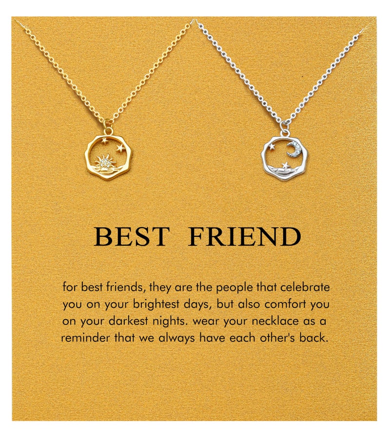 Baydurcan Friendship Necklace Sun and Moon Necklace Bff Necklace for 2 (Sun Moon -2pcs) - Image 1