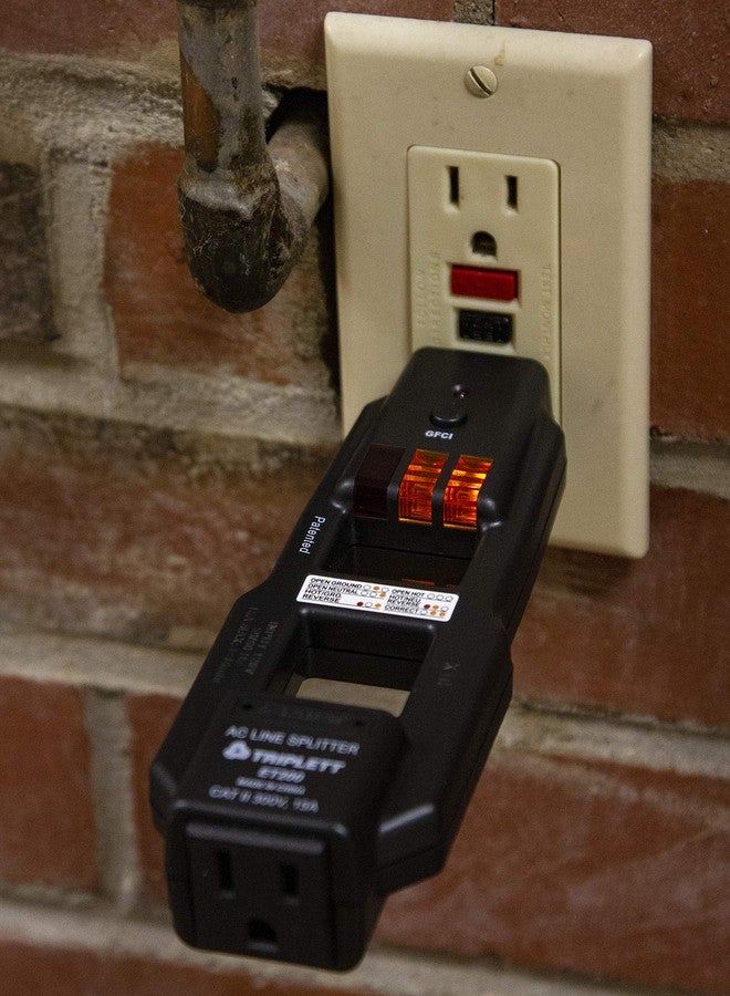 جهاز تقسيم التيار المتردد Triplett ET200 وجهاز اختبار المقبس/المخرج GFCI مع 5 مؤشرات مرئية - Image 2