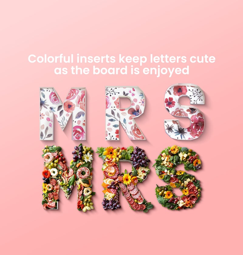 Pop Fizz Designs Charcuterie Board Letters I Baby or Bridal Shower Food Trays I Decorations Cardboard Letters for Charcuterie I Food Display Fillable Letters (MRS) - Image 4
