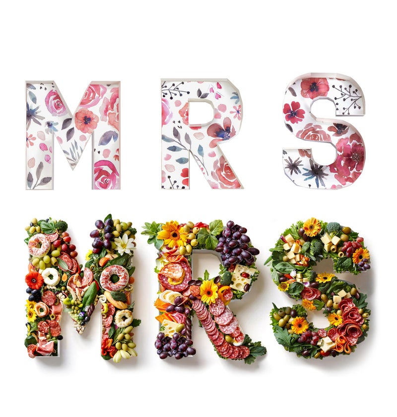 Pop Fizz Designs Charcuterie Board Letters I Baby or Bridal Shower Food Trays I Decorations Cardboard Letters for Charcuterie I Food Display Fillable Letters (MRS) - Image 1