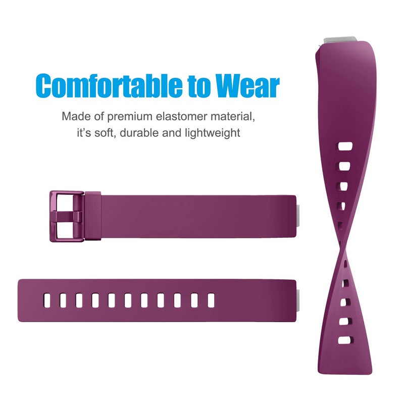 AK 3 Pack Soft TPU Bands Compatible with Fitbit Inspire 2 / HR / Ace 2 - Waterproof Sports Straps (Rose Gold/Black/Sangria, Small) - Image 2