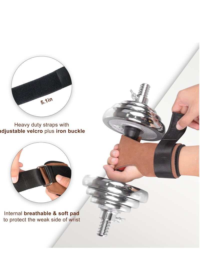 Y&D Weight Lifting Grips with Wrist Straps - Weightlifting Hooks, Non-slip Cowhide Padded Workout Gloves for Men and Women Deadlift, Pull Up, Rows, Home Gym Power Training  - Image 3