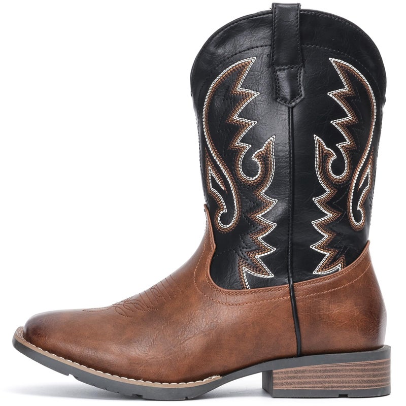 IUV Cowboy Boots For Men Western Boot Durable Fashionable Retro Classic Embroidered Pull On Slip Resistant Assorted Colors Boots - Image 2