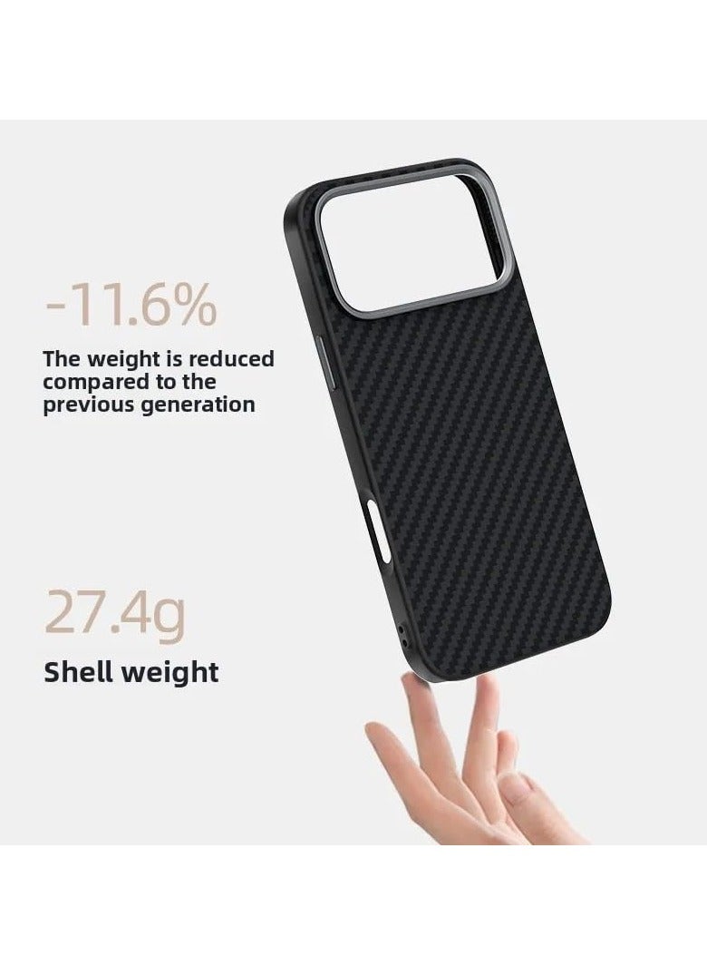 general Magnetic Case Compatible with iPhone 17 Pro Max Ultra-Thin Shockproof Case with Carbon Fiber Texture and Anti-Fingerprint Coating Supports Wireless Charging - Image 4