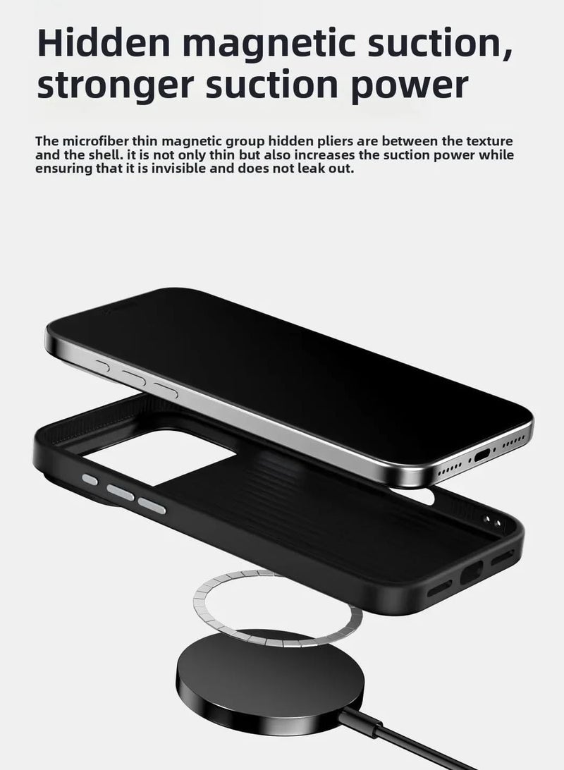general Magnetic Case Compatible with iPhone 17 Pro Max Ultra-Thin Shockproof Case with Carbon Fiber Texture and Anti-Fingerprint Coating Supports Wireless Charging - Image 3