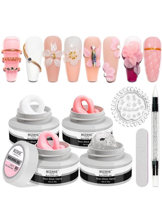 MIZHSE - Solid Builder Gel, Nail Sculpture Gel Non-Sticky 4 Colors Nude Clear White Pink Hard Builder Gel Nails Uv Led Nail Extension Gel For Nail Salon Home Manicure - Image 1