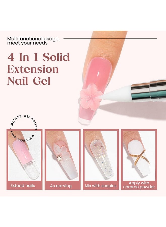 MIZHSE - Solid Builder Gel, Nail Sculpture Gel Non-Sticky 4 Colors Nude Clear White Pink Hard Builder Gel Nails Uv Led Nail Extension Gel For Nail Salon Home Manicure - Image 1
