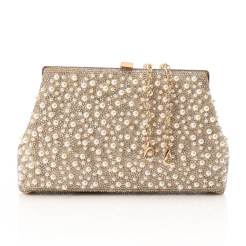 Mr.joe Pearl Embellished Evening Clutch- Gold - Image 1