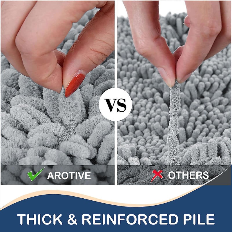 Arotive Arotive Luxury Chenille Toilet Rugs U-Shaped  Extra Soft Thick Absorbent Toilet Mat  Non-Slip Shaggy Plush Contour Bathroom Rugs  Machine Wash Dry Bath Rug Mat for Toilet Base 20""x20""  Light Grey  - Image 4