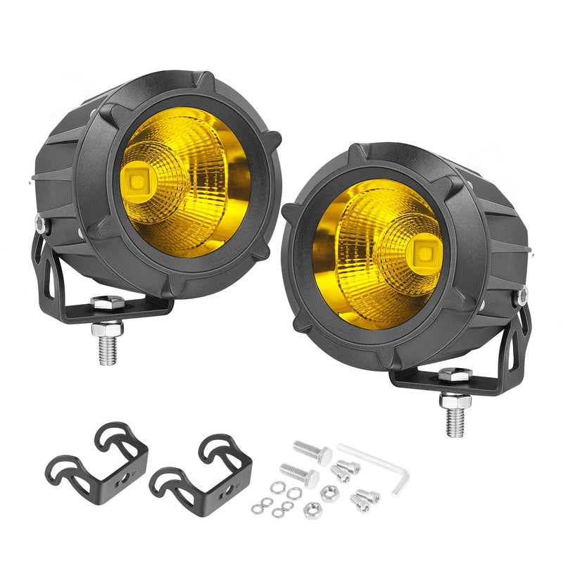 AKD Part 35 Inch Amber Round LED Fog Lights 50W Spot Flood Combo Offroad Driving Lights Round Amber LED Pod Ditch Light 2pcs for Trucks Pickup Motorcycle SUV UTV ATV Ram Toyota Bronco