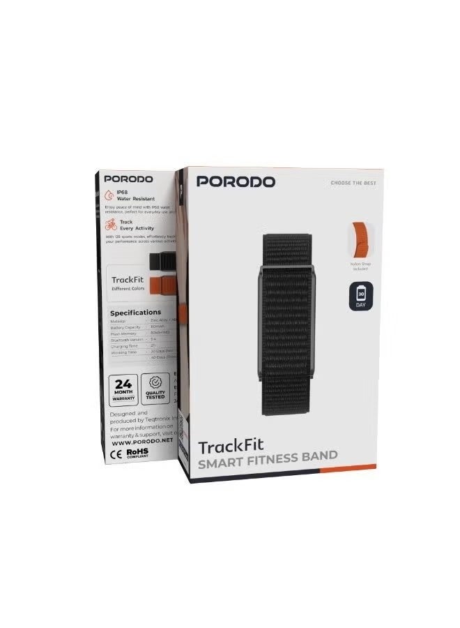 porodo Track Fit Smart Band with IP68 Water-Resistant, 30-Day Battery, Heart Rate & Blod Oxygen, 128+ Sports Modes, Stress & Weather Monitor - Black - Image 4