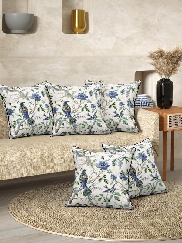 EasyGoods India Premium Cotton Cushion Covers 16x16 Inch | Soft Durable Fabric | Elegant Printed Covers for Sofa & Living Room | Hidden Zipper | Set of 5 - Image 5