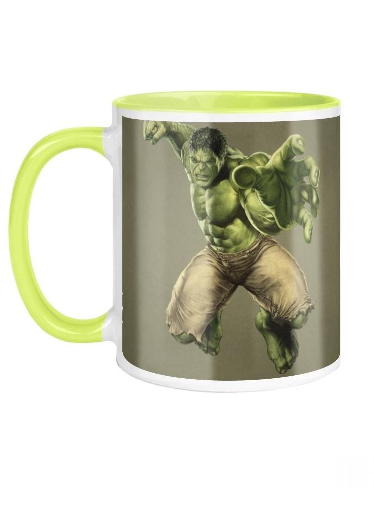 إم إي سي كوب قهوة مطبوع بتصميم هالك يلتف حول الكوب سعة 11 أونصة باللون الأخضر الفاتح - Image 1