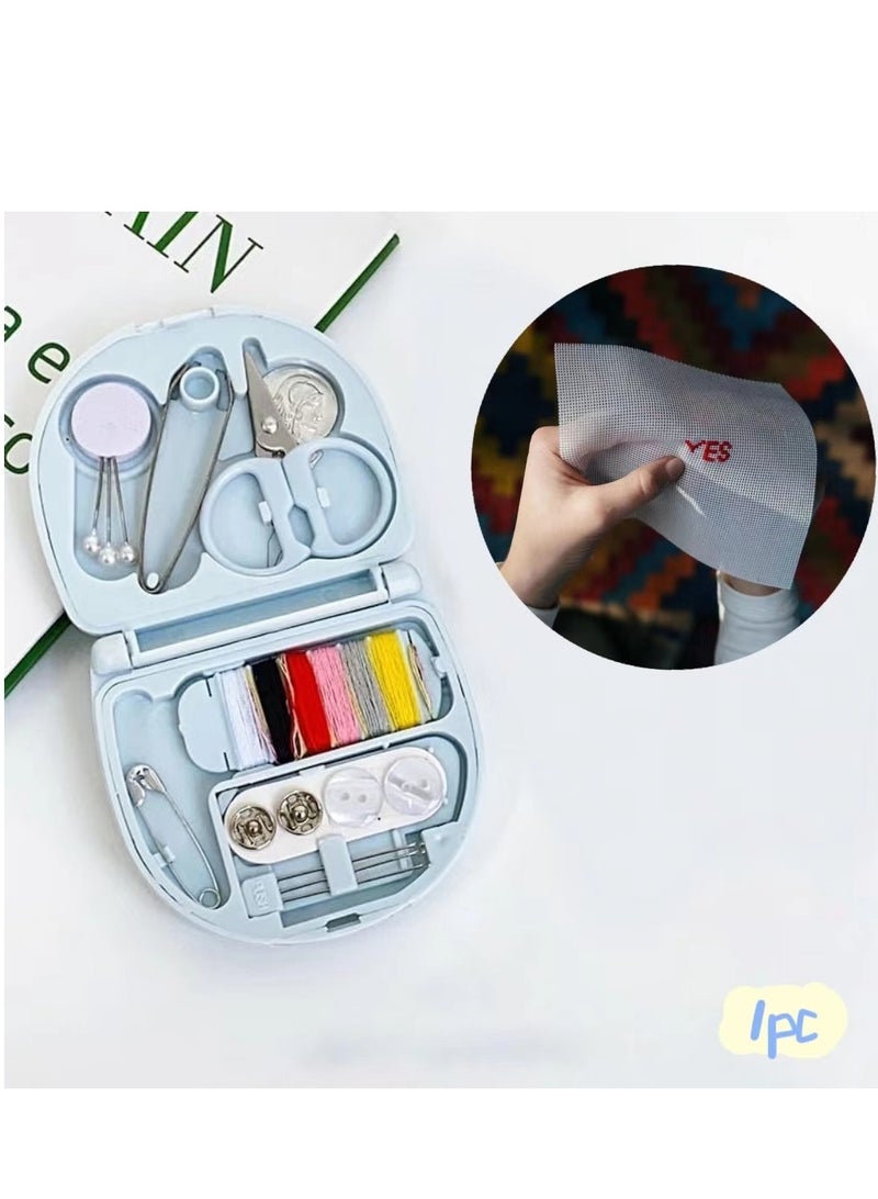 1Pack Min Travel Sewing Kit DIY Sewing Supplies Portable Sewing Tool Kits Plastic Sewing Kit Box Beginner Friendly Emergency Sewing Repair Kit with Threads Scissors Hand Sewing Needles  - Image 1