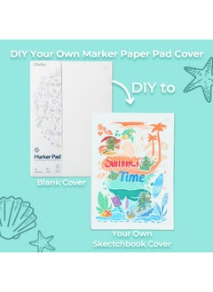 Ohuhu Ohuhu Sketchbook A4, Bleedproof Double Sided, 60 Sheets/120 Pages of 150GSM Smooth Drawing Paper, Large Paper Size, Glue-Bound Art Book Marker Pad for Alcohol Markers  - Image 3