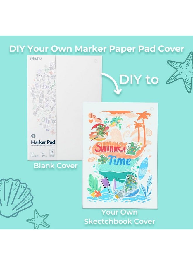 Ohuhu - Ohuhu Sketchbook A4, Bleedproof Double Sided, 60 Sheets/120 Pages of 150GSM Smooth Drawing Paper, Large Paper Size, Glue-Bound Art Book Marker Pad for Alcohol Markers - Image 1