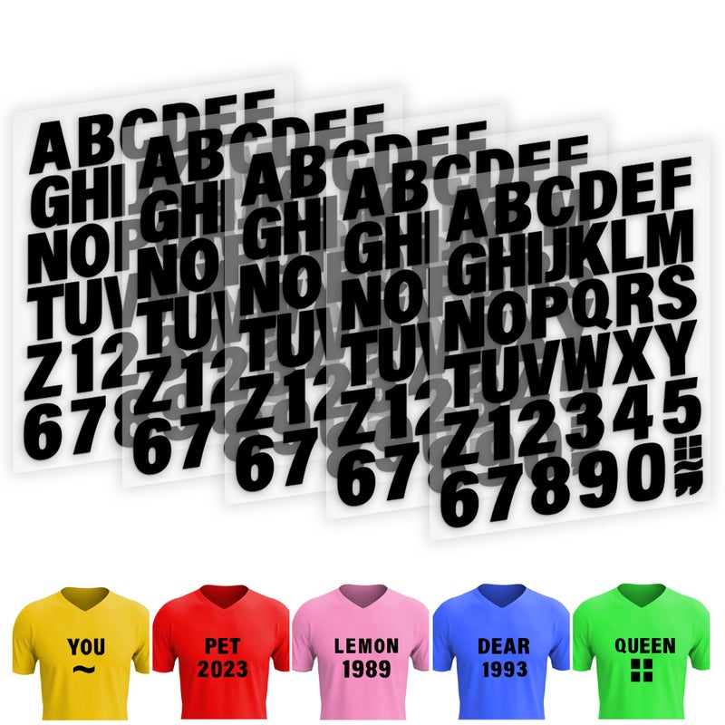 Craftizon Iron On Letters For Clothing - 5 Sheets  215 Pieces Black Pu Heat Transfer Vinyl  2 Inch Alphabet & Numbers Stickers For T-Shirts  Easy Diy - A-Z & 0-9  Perfect For Fabric Crafting - Image 1