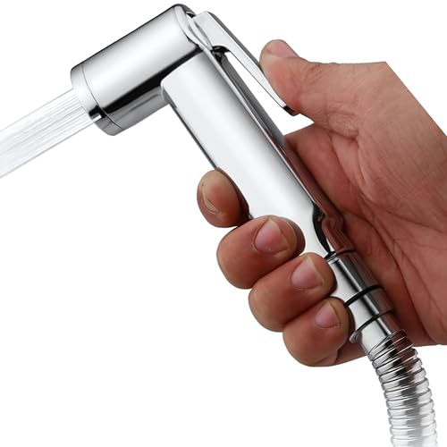 MARCOWARE ABS Light Weight Polished Health Faucet with Ss304 Ultra Flexible Hose and Wall Hook, Silver - Image 1