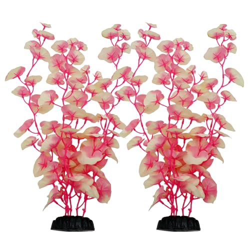 DVHEY 16 Inch Aquarium Fish Tank Plant Betta Fish Tank Decor2 Pack Silk Aquarium Plants for Aquarium Decoration WhitePink - Image 1