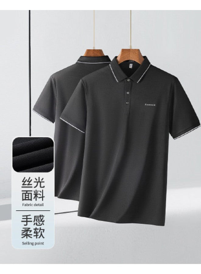 Fomoce summer Minimalist Fashion Solid Color Lapel Soft Touch Men's Short Sleeve Polo Shirt - Image 1
