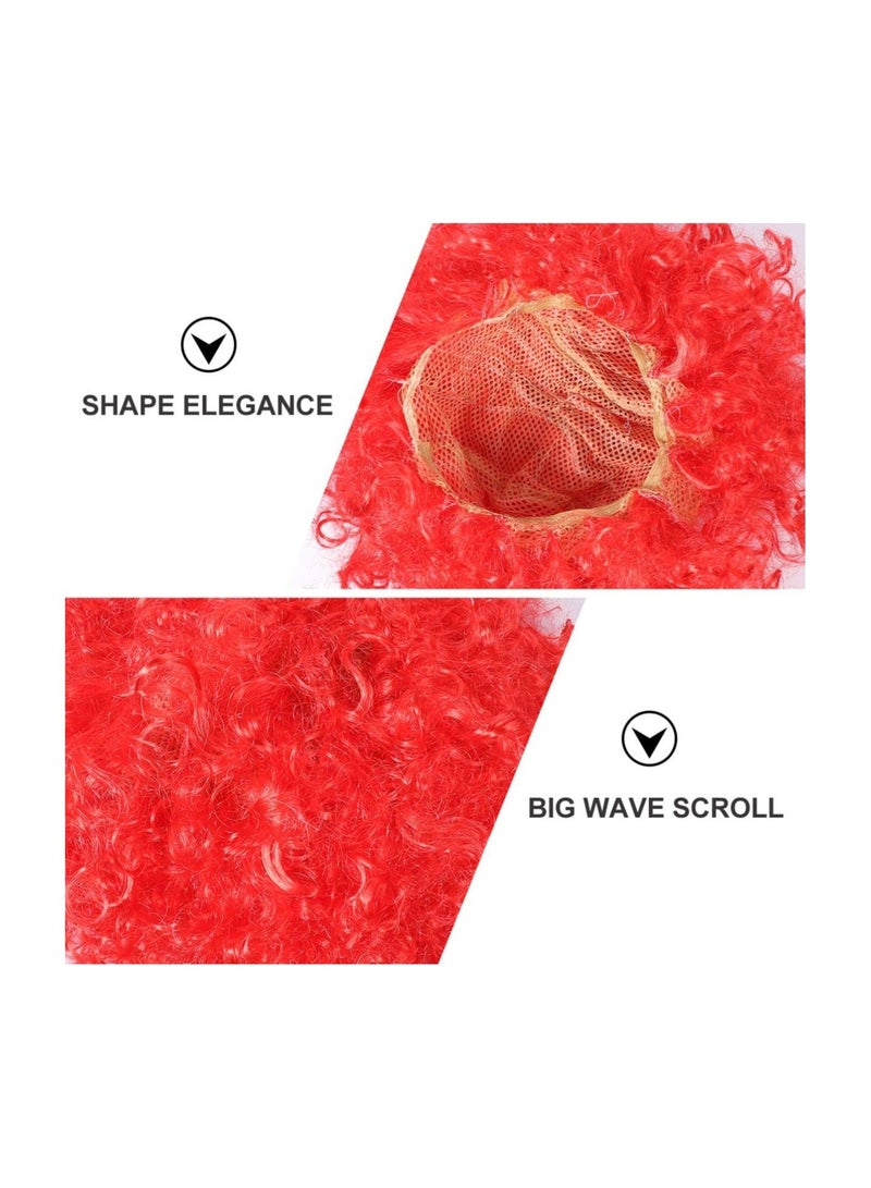 إستيل شعر مستعار أحمر أفرو مجعد مهرج السيرك كرنفال زي حفلة تأثيري شعر مستعار للحفلات للبالغين والأطفال - Image 5