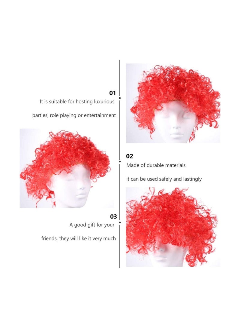 إستيل شعر مستعار أحمر أفرو مجعد مهرج السيرك كرنفال زي حفلة تأثيري شعر مستعار للحفلات للبالغين والأطفال - Image 2