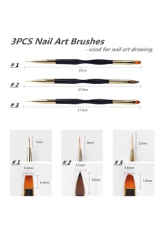 FULINJOY 31PCS Nail Art Brushes, Nail Art Tool Set, Double Ended Nail Dotting Tools, Nail Dust Brush, Striping Nail Art Brushes for Long Lines, Nail Drawing Pen For Nail Design  - Image 3