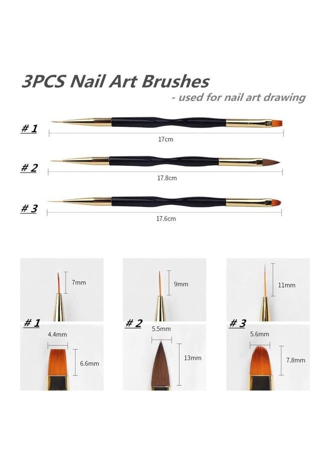 FULINJOY 31PCS Nail Art Brushes, Nail Art Tool Set, Double Ended Nail Dotting Tools, Nail Dust Brush, Striping Nail Art Brushes for Long Lines, Nail Drawing Pen For Nail Design - Image 3