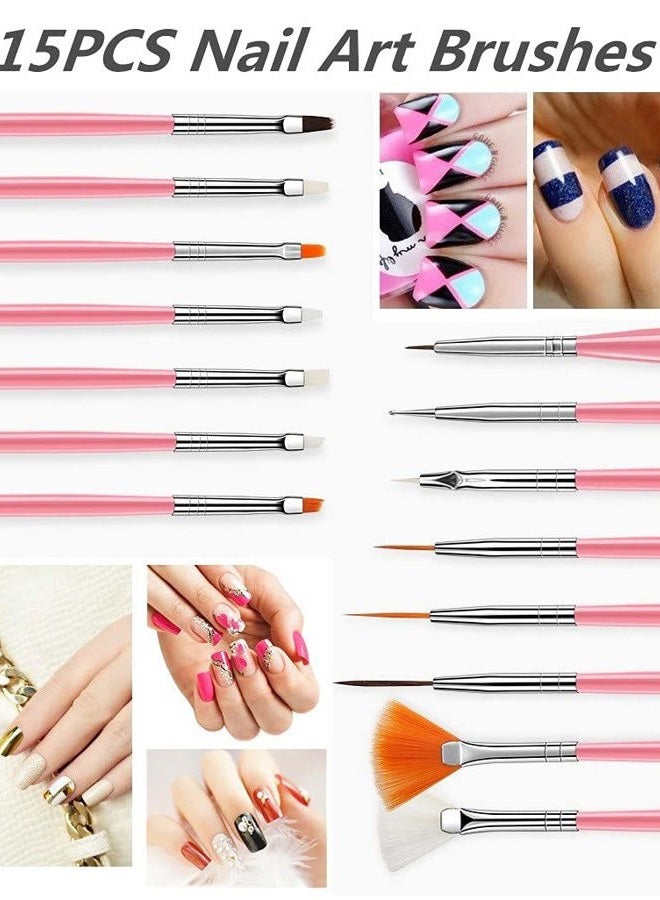 FULINJOY 31PCS Nail Art Brushes, Nail Art Tool Set, Double Ended Nail Dotting Tools, Nail Dust Brush, Striping Nail Art Brushes for Long Lines, Nail Drawing Pen For Nail Design - Image 4