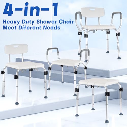 KSITEX Shower Chair for Inside Shower 450 LB Heavy Duty, Handicap Toilet Chairs for Seniors with Arms, Shower Seat for Elderly and Disabled Inside Tub, Padded Bath Chairs for Shower Stall - Image 5