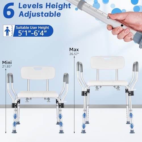 KSITEX Shower Chair for Inside Shower 450 LB Heavy Duty, Handicap Toilet Chairs for Seniors with Arms, Shower Seat for Elderly and Disabled Inside Tub, Padded Bath Chairs for Shower Stall - Image 2