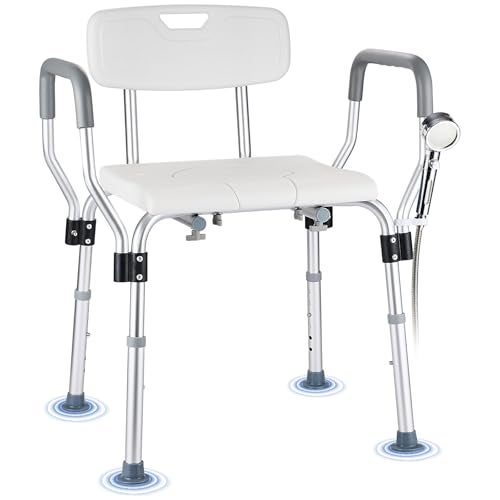 KSITEX Shower Chair for Inside Shower 450 LB Heavy Duty, Handicap Toilet Chairs for Seniors with Arms, Shower Seat for Elderly and Disabled Inside Tub, Padded Bath Chairs for Shower Stall - Image 1