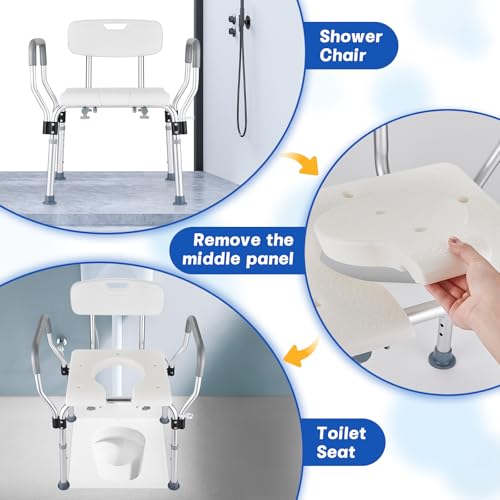 KSITEX Shower Chair for Inside Shower 450 LB Heavy Duty, Handicap Toilet Chairs for Seniors with Arms, Shower Seat for Elderly and Disabled Inside Tub, Padded Bath Chairs for Shower Stall - Image 3