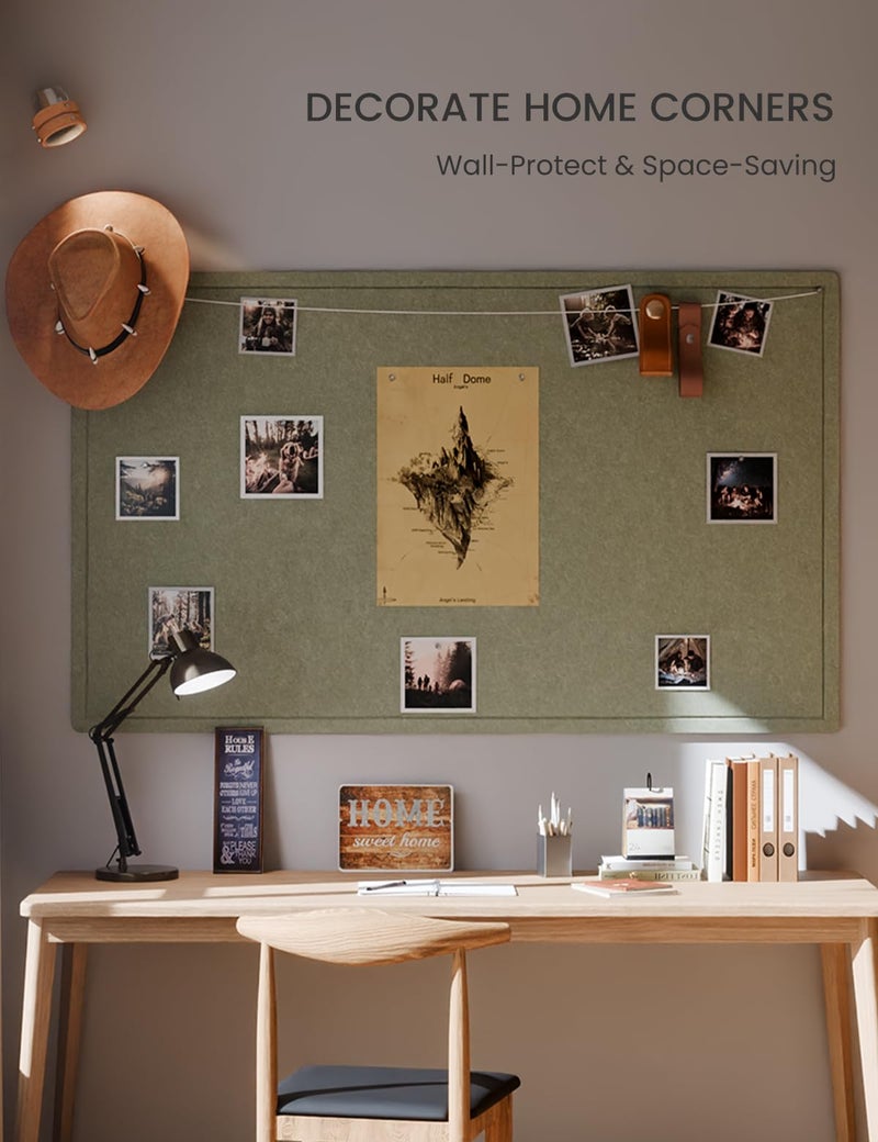 Fluxynara Large Bulletin Board, 59" x 35.4" Cork Board Alternative with 24 Safe Removable Adhesive Tabs, Foldable Felt Pin Board for Home Office, Classroom, Bedroom,Entryway for Wallsâ€” Sage - Image 4