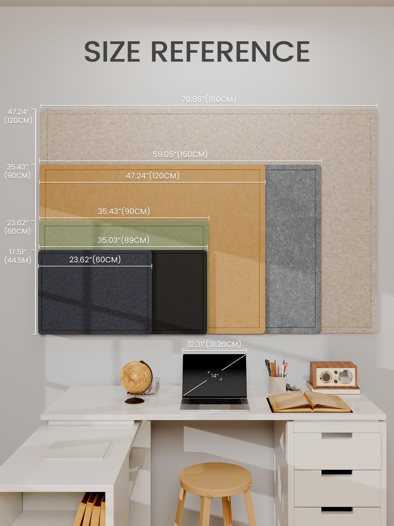 Fluxynara Large Bulletin Board, 59" x 35.4" Cork Board Alternative with 24 Safe Removable Adhesive Tabs, Foldable Felt Pin Board for Home Office, Classroom, Bedroom,Entryway for Wallsâ€” Sage - Image 5