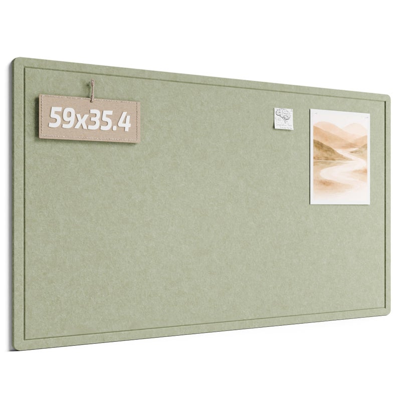 Fluxynara Large Bulletin Board, 59" x 35.4" Cork Board Alternative with 24 Safe Removable Adhesive Tabs, Foldable Felt Pin Board for Home Office, Classroom, Bedroom,Entryway for Wallsâ€” Sage - Image 1