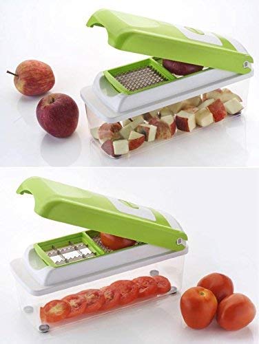 PATTAR 12 in 1 Vegetable Chipser Fruit Chopper Slicer Grater Peeler Jumbo Chipser Veg Cutter Veg Chopper Vegetable Chopper for Kitchen Plastic and Stainless Steel Green - Image 5