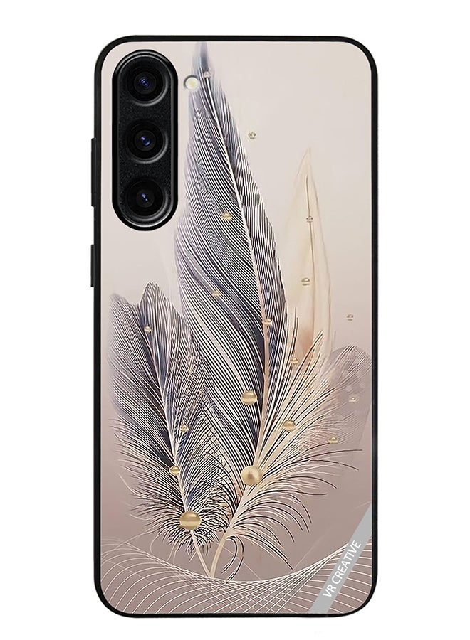 VR CREATIVE Protective Case Cover For Samsung Galaxy S24 Feather Leaf Art Design Multicolour - Image 1