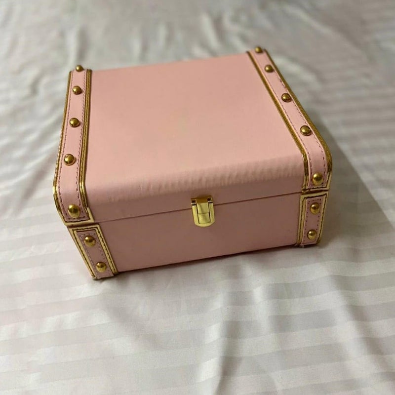 Each and Everything Each and Everything Decorative storage Gift Engineered Wood Trunk Box India Traditional Beautiful MDF and PU Leather Trunk Box for gifting showpiece etc 10x7x35 Inches Baby Pink  - Image 5