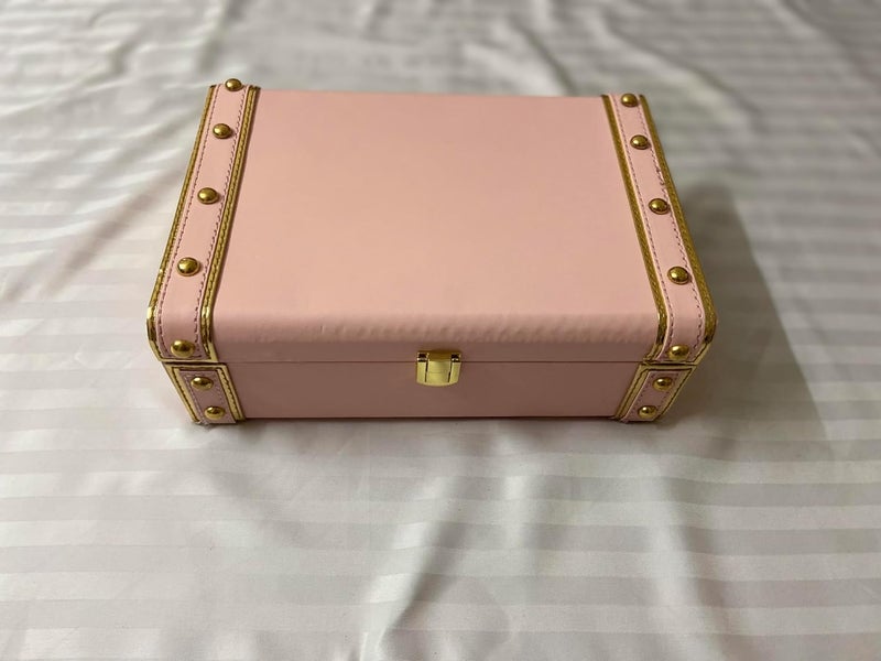 Each and Everything Each and Everything Decorative storage Gift Engineered Wood Trunk Box India Traditional Beautiful MDF and PU Leather Trunk Box for gifting showpiece etc 10x7x35 Inches Baby Pink  - Image 4