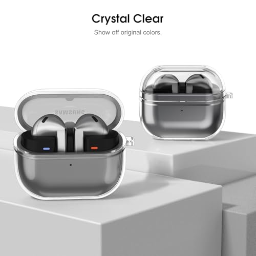 Fintie Clear Case for Samsung Galaxy Buds 3 FE (2025), Galaxy Buds 3 Pro / Buds3 (2024), Anti-Lost Shockproof Earbuds Protective Cover with Keychain Carabiner Support Wireless Charging, Crystal Clear - Image 2