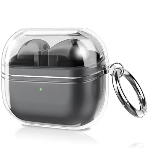 Fintie Clear Case for Samsung Galaxy Buds 3 FE (2025), Galaxy Buds 3 Pro / Buds3 (2024), Anti-Lost Shockproof Earbuds Protective Cover with Keychain Carabiner Support Wireless Charging, Crystal Clear - Image 1