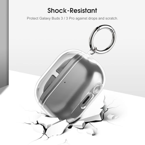 Fintie Clear Case for Samsung Galaxy Buds 3 FE (2025), Galaxy Buds 3 Pro / Buds3 (2024), Anti-Lost Shockproof Earbuds Protective Cover with Keychain Carabiner Support Wireless Charging, Crystal Clear - Image 4