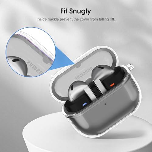 Fintie Clear Case for Samsung Galaxy Buds 3 FE (2025), Galaxy Buds 3 Pro / Buds3 (2024), Anti-Lost Shockproof Earbuds Protective Cover with Keychain Carabiner Support Wireless Charging, Crystal Clear - Image 5