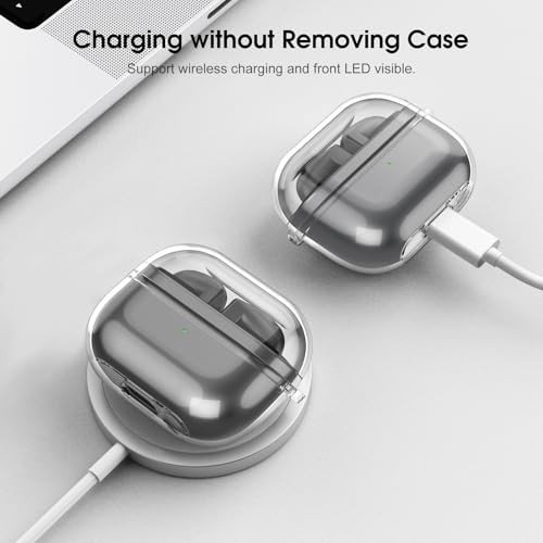 Fintie Clear Case for Samsung Galaxy Buds 3 FE (2025), Galaxy Buds 3 Pro / Buds3 (2024), Anti-Lost Shockproof Earbuds Protective Cover with Keychain Carabiner Support Wireless Charging, Crystal Clear - Image 3