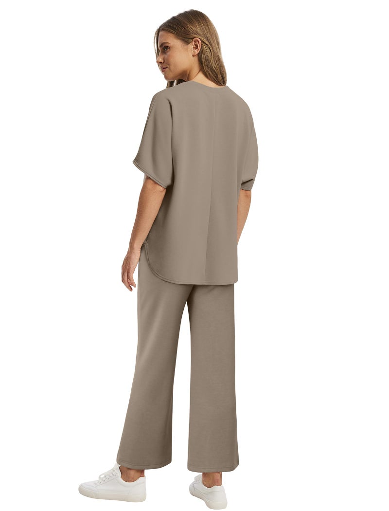 Sampeel Lounge Sets for Women Fashion Clothing Airport Outfits 2025 2 Piece Travel Matching Sets Women Clothing Resort Wear Cruise Coffee M - Image 5