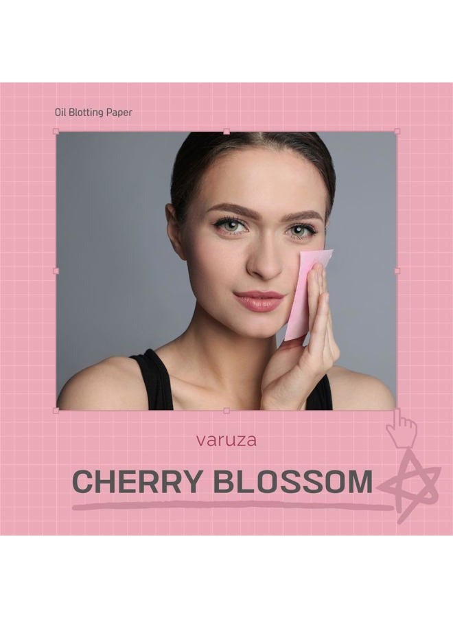 VARUZA [100 Counts + Mirror Case] Cherry Blossom Natural Oil Blotting Paper for Face Korean with Mirror Case - Image 3