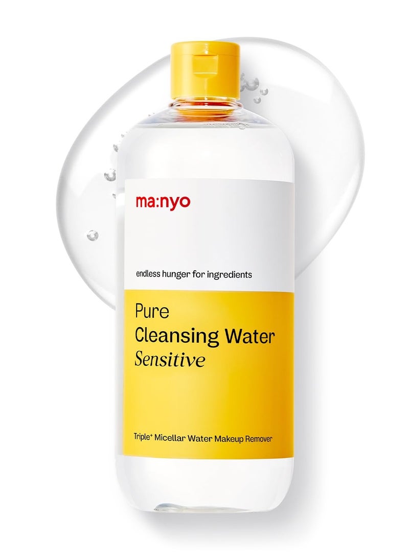 MA:NYO ma:nyo Pure Cleansing Water Sensitive (16.9 fl oz/500ml) - Triple+ Micellar Technology, Makeup Removal Cleanser, Gentle Face Cleanser for all skin types, Cleanses and Hydrates Skin 