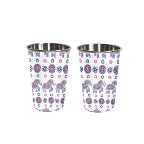 La' Forte Stainless Steel Bottle & Tumbler Set – Royal Elephant Pattern - Image 5